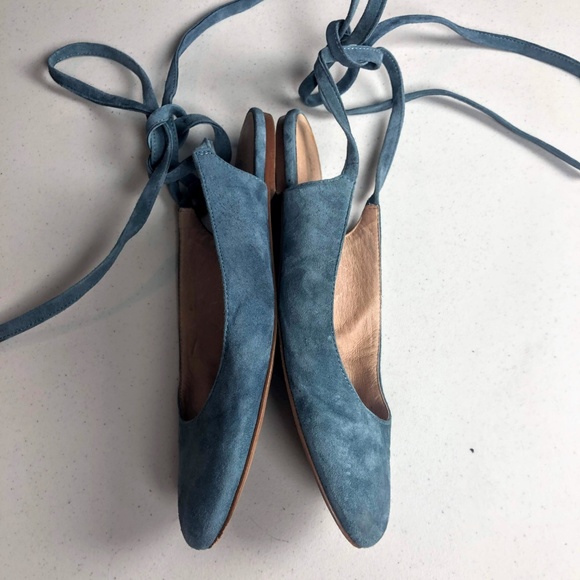 Madewell The April Blue Suede Lace-Up Ballet Flats - Picture 6 of 8